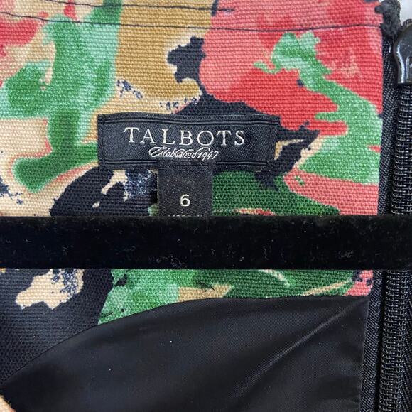 Talbots Women's Black Pink Cotton Stretch Sleeveless V-neck Sheath Dress Size 6 - Picture 4 of 11